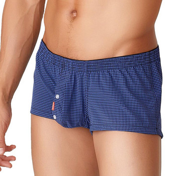 SEOBEAN Карирани боксерки Мъжко бельо Боксерки Дишащи мъжки гащи Home Lounge Arrow Panties Shorts Men Sleep Bottos