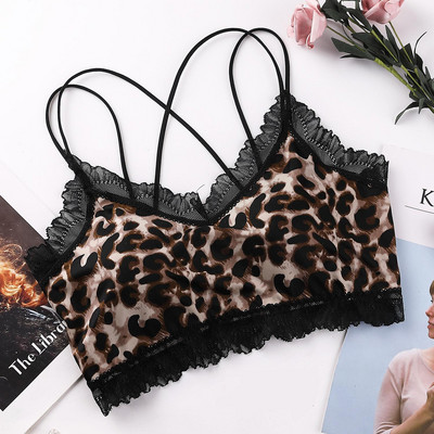 Γυναικεία εσώρουχα σετ γυναικείων εσωρούχων με φανταχτερό σέξι λεοπάρ τύπωμα Temptation Lace Bralette Wire Free Push Up Brassiere Γυναικείο κοστούμι εσωρούχων