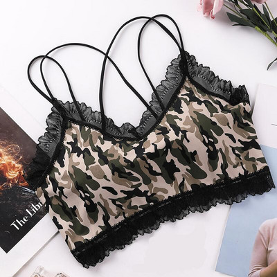 Γυναικεία εσώρουχα σετ γυναικείων εσωρούχων με φανταχτερό σέξι λεοπάρ τύπωμα Temptation Lace Bralette Wire Free Push Up Brassiere Γυναικείο κοστούμι εσωρούχων