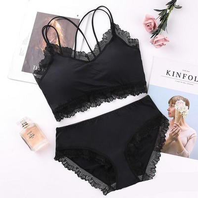 Γυναικεία εσώρουχα σετ γυναικείων εσωρούχων με φανταχτερό σέξι λεοπάρ τύπωμα Temptation Lace Bralette Wire Free Push Up Brassiere Γυναικείο κοστούμι εσωρούχων