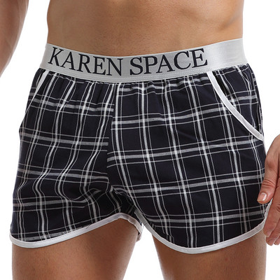 Îmbrăcăminte de plajă cu buzunar lateral Îmbrăcăminte sportivă pentru bărbați În carouri Negru Roșu Albastru Imbracăminte de plajă Trunchi respirabil Îmbrăcăminte de plajă Boxeri de înot elastic Îmbrăcăminte pentru bărbați