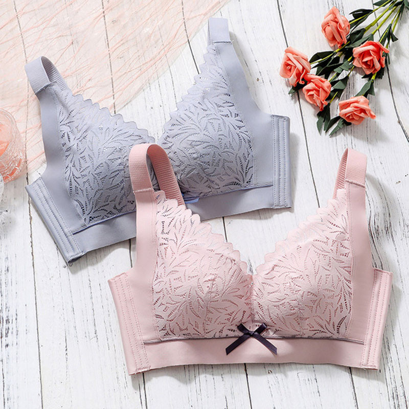 Primăvară și vară Sutien moale din latex din bumbac, fără inel de oțel, cupă subțire reglabilă, lenjerie de corp confortabilă, sutien adunat anti-cădere