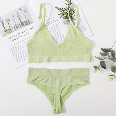 Set de sutien pentru femei Set de lenjerie sexy Sutien fără fir fără sudură Chiloți sexy cu talie joasă Sutien pentru femei Crop Tops Bralette Set de lenjerie intima