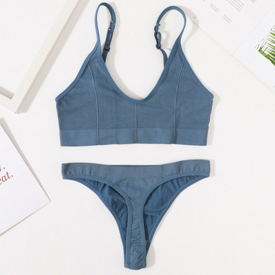 Set de sutien pentru femei Set de lenjerie sexy Sutien fără fir fără sudură Chiloți sexy cu talie joasă Sutien pentru femei Crop Tops Bralette Set de lenjerie intima