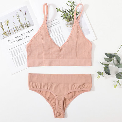 Set de sutien pentru femei Set de lenjerie sexy Sutien fără fir fără sudură Chiloți sexy cu talie joasă Sutien pentru femei Crop Tops Bralette Set de lenjerie intima