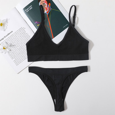 Set de sutien pentru femei Set de lenjerie sexy Sutien fără fir fără sudură Chiloți sexy cu talie joasă Sutien pentru femei Crop Tops Bralette Set de lenjerie intima