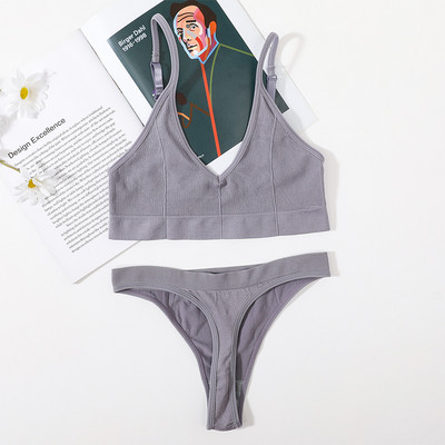 Set de sutien pentru femei Set de lenjerie sexy Sutien fără fir fără sudură Chiloți sexy cu talie joasă Sutien pentru femei Crop Tops Bralette Set de lenjerie intima