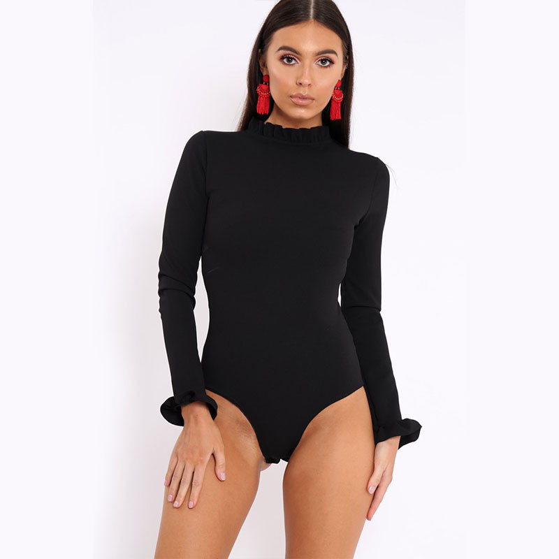 Body din bumbac cu mânecă fluture lungă pentru femei, sexy, toamnă iarnă, pentru femei, cu gât fals, haine calde, slim fit, la modă.