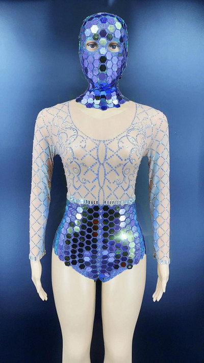 Sexy Scenă Aur Oglindă Argintiu Strasuri Transparente Body Tochiuță Femei Dansatoare Balul Purta Ziua Zilei Sărbători Body