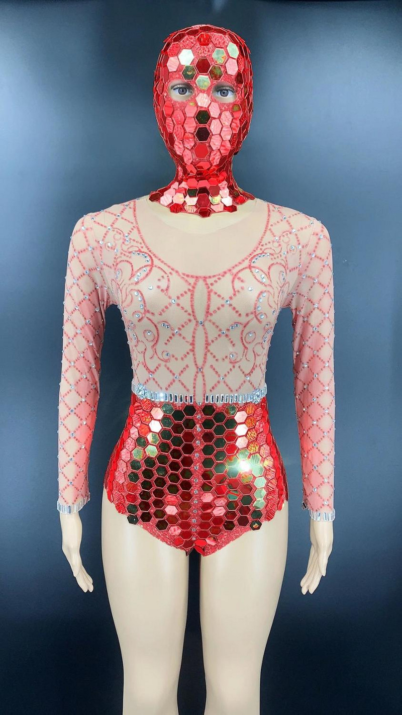 Sexy Scenă Aur Oglindă Argintiu Strasuri Transparente Body Tochiuță Femei Dansatoare Balul Purta Ziua Zilei Sărbători Body