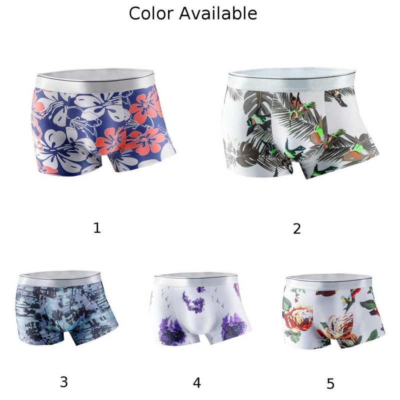 Muške bešavne seksi bokserice donje rublje Ice Silk Smooth Prozračne gaće Muške jednodijelne Ice Silk gaćice s printom Breathab