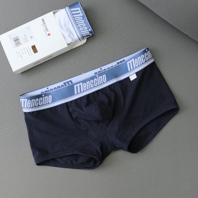 Mencino, la modă, lenjerie de corp pentru bărbați, sexy, cu talie joasă, pantaloni boxer confortabili respirabili, din bumbac pur, sport pentru tineret, cu patru colțuri