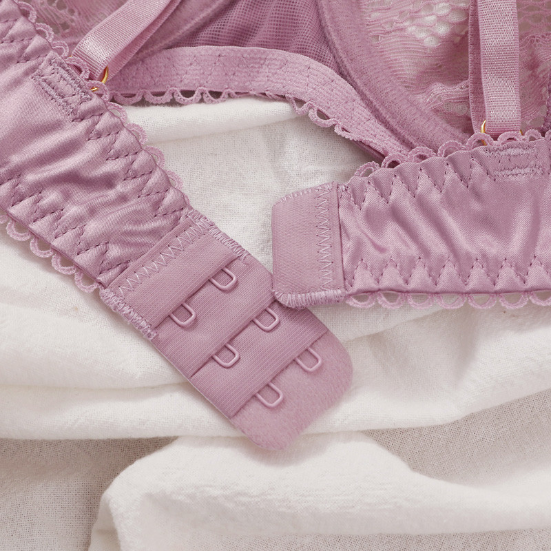 Seksi čipkasti komplet grudnjaka s 1/2 košarice za žene Ultra-tanko donje rublje French Black Temptation Kompleti grudnjaka i tangi s donjim rubljem