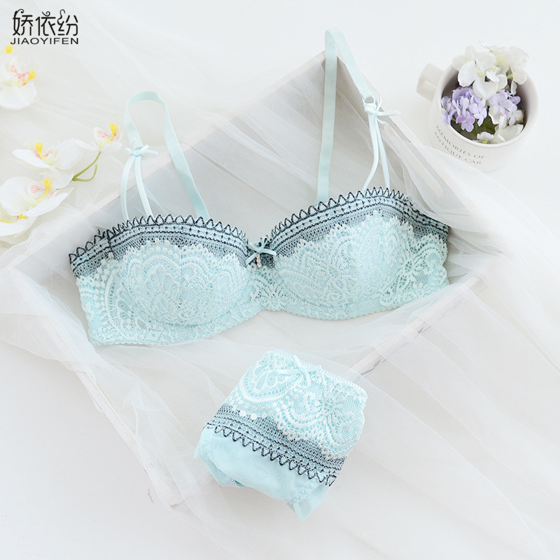 JYF Brand French Luxury seksikas pitsist aluspesu komplekt 1/2 tassi üliõhuke rinnahoidja komplekt seksikas naiste mugava pesu aluspükste komplektid