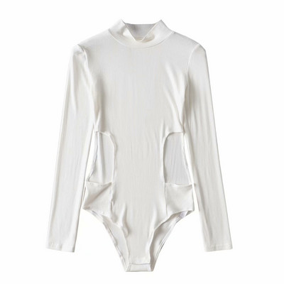 Europa 2020, toamnă, sexy, talie scobită, pentru slăbire, guler înalt, mânecă lungă, topuri de bază, body strâns, salopetă de culoare solidă 6SPN