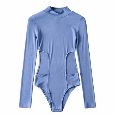 Europa 2020, toamnă, sexy, talie scobită, pentru slăbire, guler înalt, mânecă lungă, topuri de bază, body strâns, salopetă de culoare solidă 6SPN