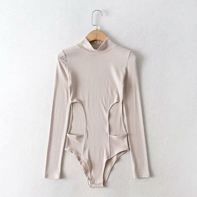 Europa 2020, toamnă, sexy, talie scobită, pentru slăbire, guler înalt, mânecă lungă, topuri de bază, body strâns, salopetă de culoare solidă 6SPN