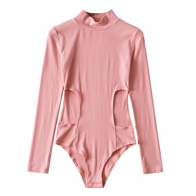 Europa 2020, toamnă, sexy, talie scobită, pentru slăbire, guler înalt, mânecă lungă, topuri de bază, body strâns, salopetă de culoare solidă 6SPN