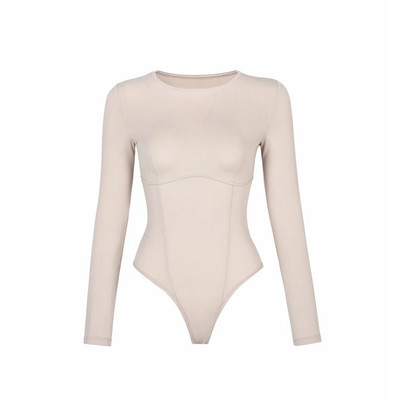 Body cu mânecă lungă, cusături pentru bust și gât roșu pentru femei