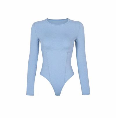 Body cu mânecă lungă, cusături pentru bust și gât roșu pentru femei