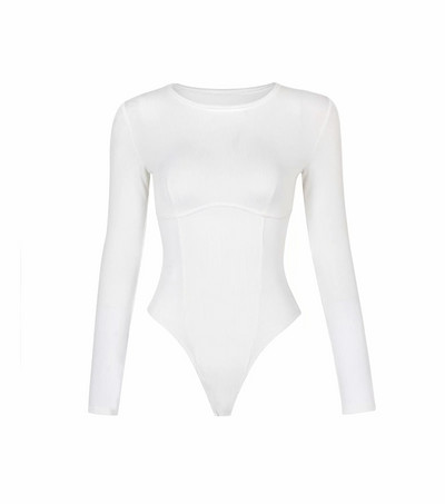 Body cu mânecă lungă, cusături pentru bust și gât roșu pentru femei