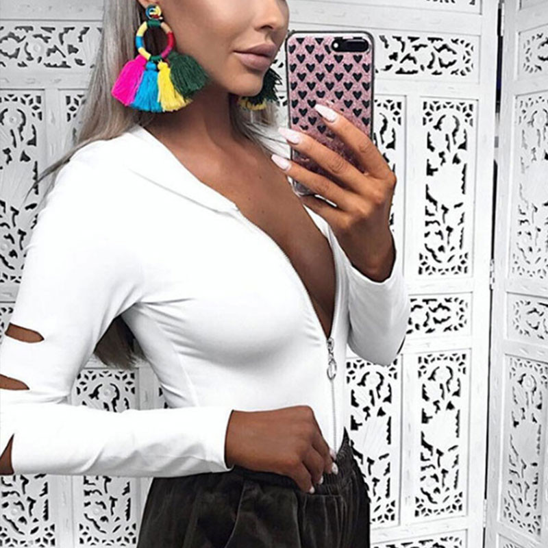 Seksikad naiste kombinesoonid, külgmised augud, pikkade varrukatega, soliidne lukuga tõmblukuga õhukesed kapuutsid, vabaaja naiste body, 2020. aasta sügis, uus