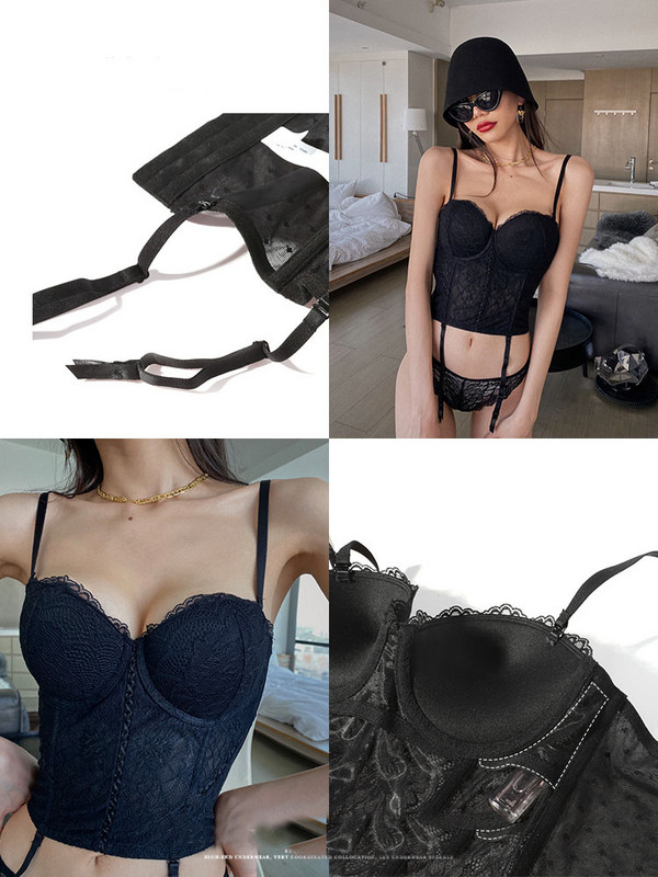 Σέξι Σετ σουτιέν Deep V Push Up Γαλλικά Μπουστάκια Μόδα Δαντέλα Κέντημα Εσώρουχα Σουτιέν Σετ στρινγκ από σφεντόνες Γυναικεία εσώρουχα σε συν μέγεθος