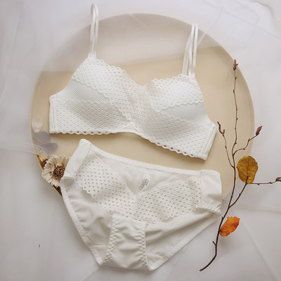 Μόδα γυναικεία εσώρουχα Σέξι κοίλο ριγέ δαντέλα χωρίς ραφές Push Up Σετ σουτιέν Άνετα Εσώρουχα υψηλής ποιότητας με τρεις γάντζους