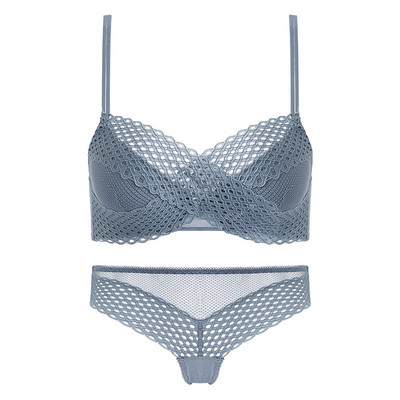 Μόδα γυναικεία εσώρουχα Σέξι κοίλο ριγέ δαντέλα χωρίς ραφές Push Up Σετ σουτιέν Άνετα Εσώρουχα υψηλής ποιότητας με τρεις γάντζους