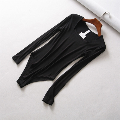 Body cu nervuri cu gât pătrat pentru femei Body cu gât pătrat mic