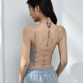 Γυναικείο Αθλητικό Σουτιέν Tank Crop Top Γυναικείο Καμισόλ με επένδυση Bralette Skinny γιλέκο Επίδεσμος σταυρός εξώπλατο εσώρουχο Καλοκαιρινό λεπτό σουτιέν