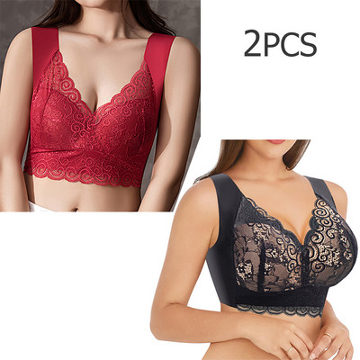 2 buc./lot sutien sexy din dantelă sutien pentru femei fără cusături pentru lenjerie de corp confortabil BH bralette push up sutien superior sutien 5XL 4XL Dorpshipping