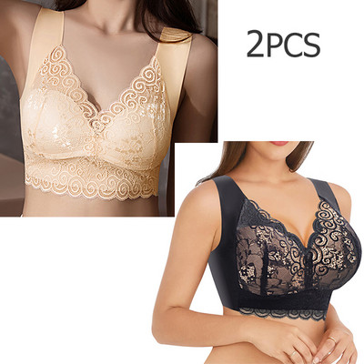 2 buc./lot sutien sexy din dantelă sutien pentru femei fără cusături pentru lenjerie de corp confortabil BH bralette push up sutien superior sutien 5XL 4XL Dorpshipping