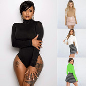 Seksikad kilpkaelusega kõhnad bodyd vabaaja pikkade varrukatega kontoris naistele tavaline kombinesoon Must valge khaki vaba kehaga naiste kombinesoon