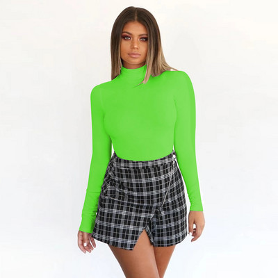 Seksikad kilpkaelusega kõhnad bodyd vabaaja pikkade varrukatega kontoris naistele tavaline kombinesoon Must valge khaki vaba kehaga naiste kombinesoon