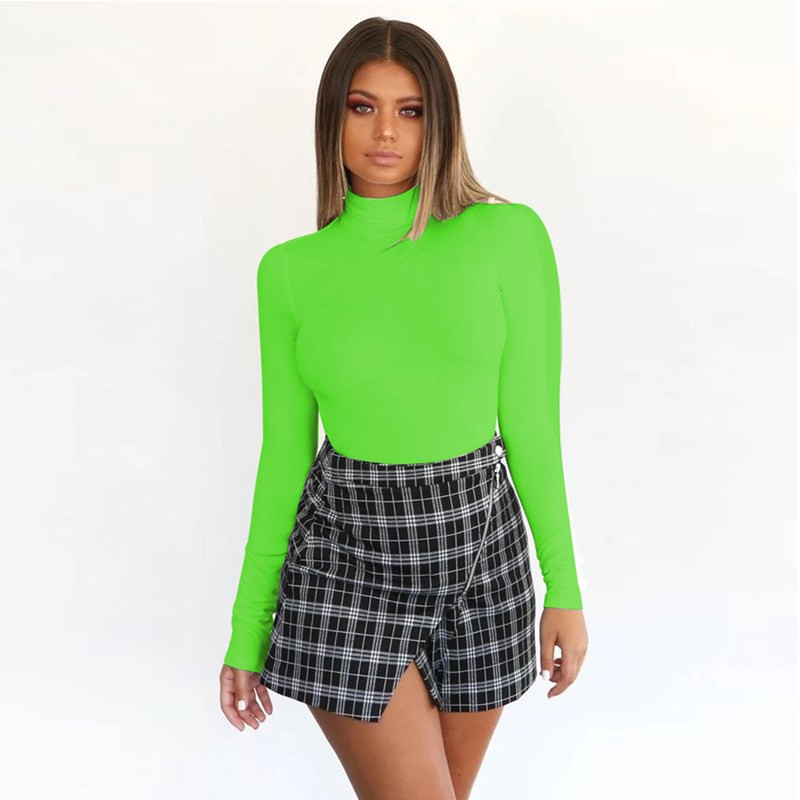 Seksikad kilpkaelusega kõhnad bodyd vabaaja pikkade varrukatega kontoris naistele tavaline kombinesoon Must valge khaki vaba kehaga naiste kombinesoon