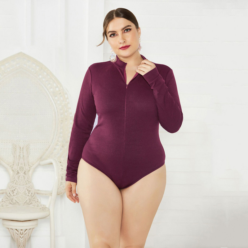 Pulover din tricot pentru femei Body body cu fermoar subțire cu gâtul O Casual Sexy, elegante, salopete pentru femei, haine de toamnă iarnă mai mare 5XL
