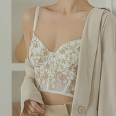 Visokokvalitetno donje rublje s vezom od čipke i cvijeća Žensko seksi grudnjak s push upom za oblikovanje tijela Francuski luksuzni romantični bijeli donji rublje s braletteom