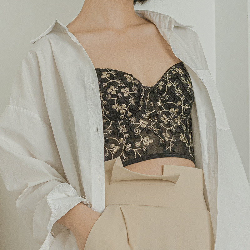 Visokokvalitetno donje rublje s vezom od čipke i cvijeća Žensko seksi grudnjak s push upom za oblikovanje tijela Francuski luksuzni romantični bijeli donji rublje s braletteom