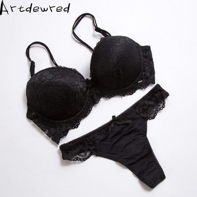 Set de sutien push up de înaltă calitate Deep V Sexy, de mărime mare, cu broderie florală, dantelă, set de lenjerie intima pentru femei, sutien și chiloți 34 36 38 40 42 BCD