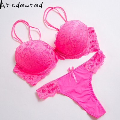 Set de sutien push up de înaltă calitate Deep V Sexy, de mărime mare, cu broderie florală, dantelă, set de lenjerie intima pentru femei, sutien și chiloți 34 36 38 40 42 BCD