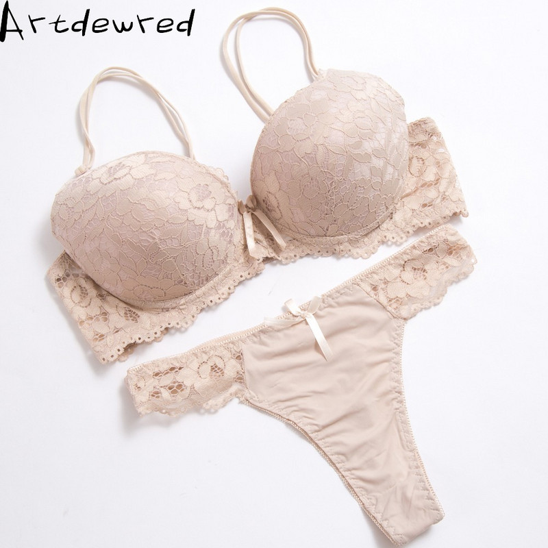 Set de sutien push up de înaltă calitate Deep V Sexy, de mărime mare, cu broderie florală, dantelă, set de lenjerie intima pentru femei, sutien și chiloți 34 36 38 40 42 BCD