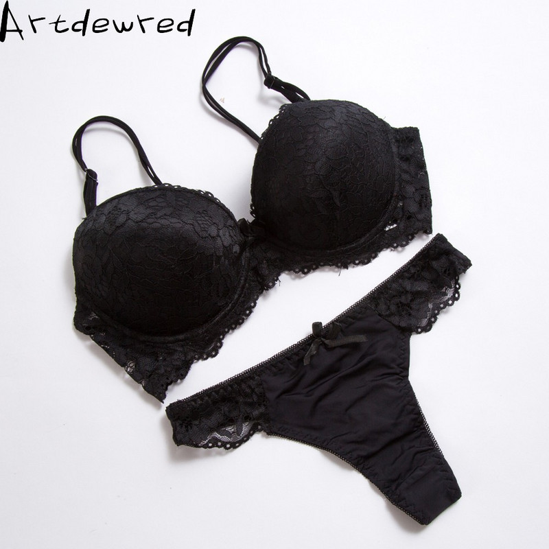 Set de sutien push up de înaltă calitate Deep V Sexy, de mărime mare, cu broderie florală, dantelă, set de lenjerie intima pentru femei, sutien și chiloți 34 36 38 40 42 BCD