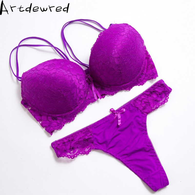 Set de sutien push up de înaltă calitate Deep V Sexy, de mărime mare, cu broderie florală, dantelă, set de lenjerie intima pentru femei, sutien și chiloți 34 36 38 40 42 BCD