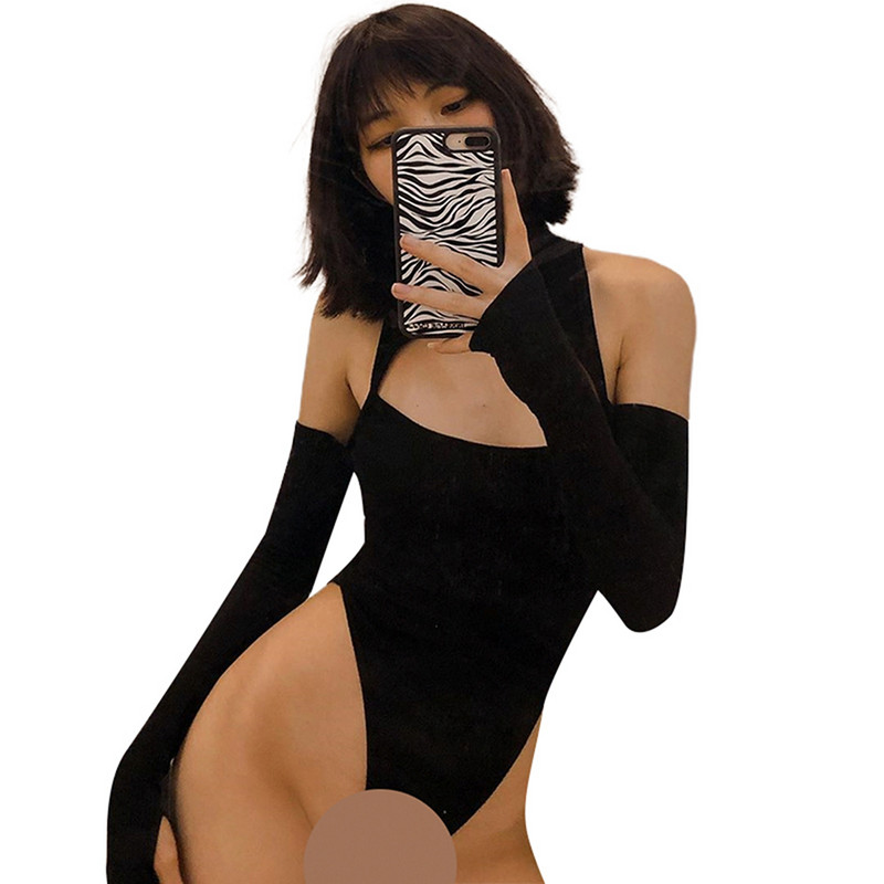 Γυναικεία ολόσωμη φόρμα Φθινοπωρινή μακρυμάνικη ολόσωμη φόρμα Μονόχρωμη Μονόχρωμη κούφιη φόρμα με μισό ψηλό γιακά τριγωνική φόρμα