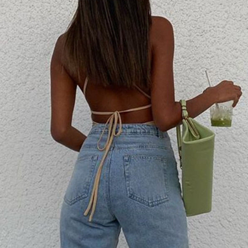 Ženski elegantni bodi s mrežastim naborima i halterima Ženski bodi bez rukava na vezanje bez rukava Feminino modna ulična odjeća