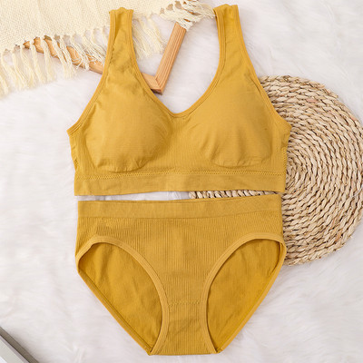 Set sutien fără cusături pentru femei Slip sexy Chiloți cu talie joasă Sutien fără sârmă Bralette Lenjerie Sutien fără fir Set de lenjerie intima pentru femei