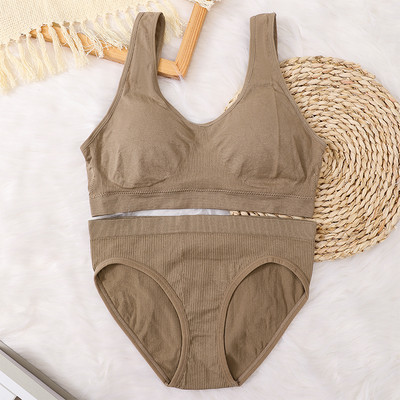 Set sutien fără cusături pentru femei Slip sexy Chiloți cu talie joasă Sutien fără sârmă Bralette Lenjerie Sutien fără fir Set de lenjerie intima pentru femei