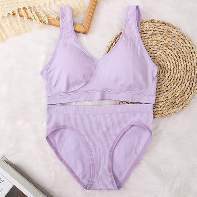 Set sutien fără cusături pentru femei Slip sexy Chiloți cu talie joasă Sutien fără sârmă Bralette Lenjerie Sutien fără fir Set de lenjerie intima pentru femei