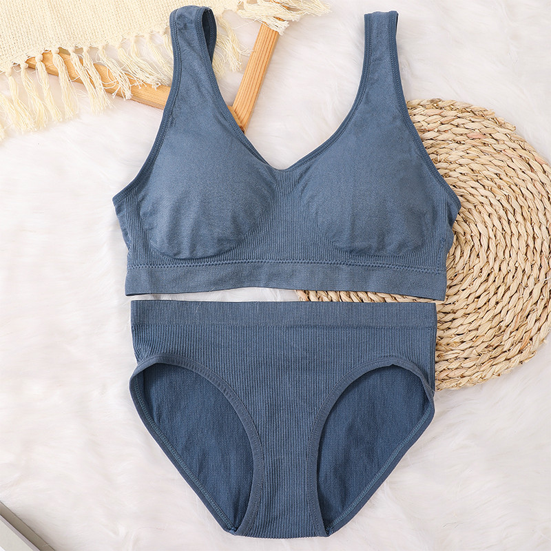 Set sutien fără cusături pentru femei Slip sexy Chiloți cu talie joasă Sutien fără sârmă Bralette Lenjerie Sutien fără fir Set de lenjerie intima pentru femei